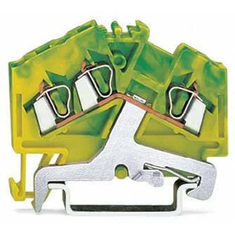 WAGO 280-637 Terminal Block Ground/Earthing 1 Deck Green/Yellow DIN Rail Mount Cage-Clamp