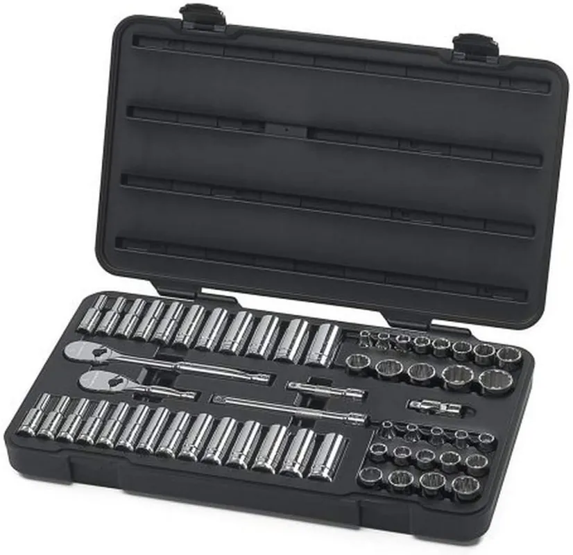 GEARWRENCH 80551 57 Pc. 3/8 Drive 12 Pt. Mechanics Tool Set, Standard & Deep, SAE/Metric