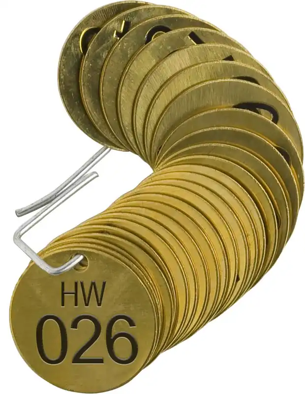 SK0439928-US20260702-105043-0 Brady 23277 1/2 Diameter Stamped Brass Valve Tags Numbers 026-050 - Image 1