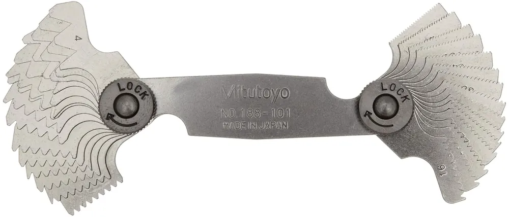 SK0441896-US20260702-105043-0 Mitutoyo 188-101 Whitworth Screw Pitch Gage 4 to 42 TPI 30 Leaves - Image 1