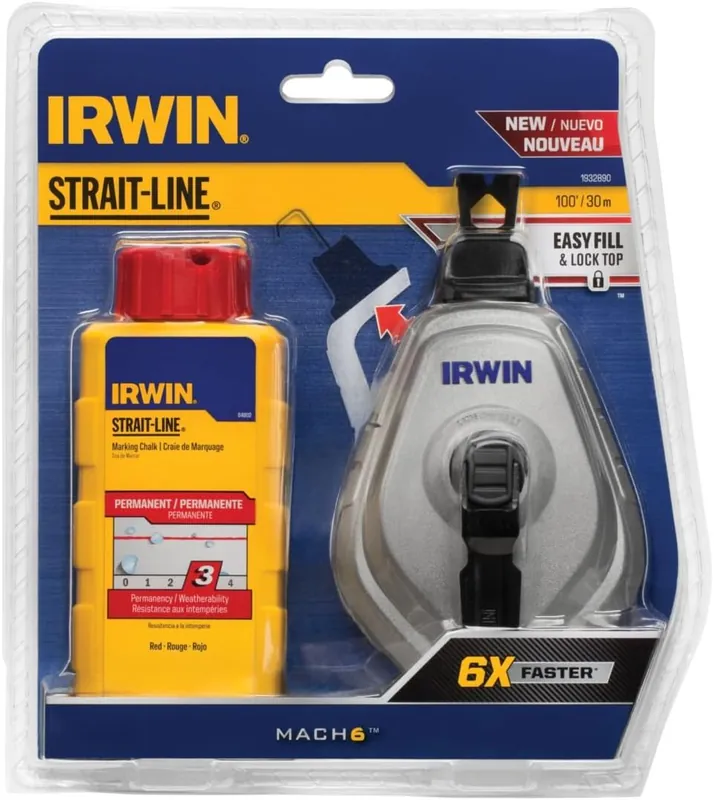 SK0441993-US20260702-105043-0 IRWIN 1932890 Irwin Tools Strait-Line Mach6 Chalk Reel, Red - Image 1
