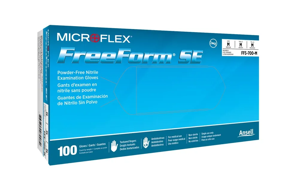 SK0443074-US20260702-105043-0 Microflex FFS-700-S Freeform SE Nitrile Exam Glove Powder-Free Small Pack of 100 - Image 1