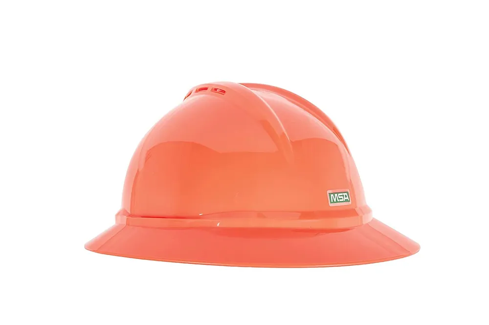 MSA 10167921 V-Gard 500 Full-Brim Hard Hat With Fas-Trac III Ratchet Suspension