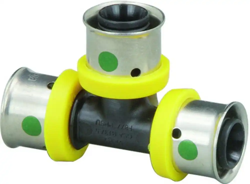 Viega 49875 PureFlow PEX Press Tee, 1-1/2 x 1-1/4 x 1, Press x Press x Press