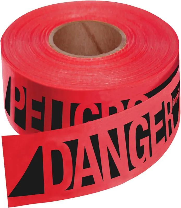 Empire Level 76-0604 Reinforced Construction Grade Danger/Peligro Tape Red with Black Ink 500-Feet