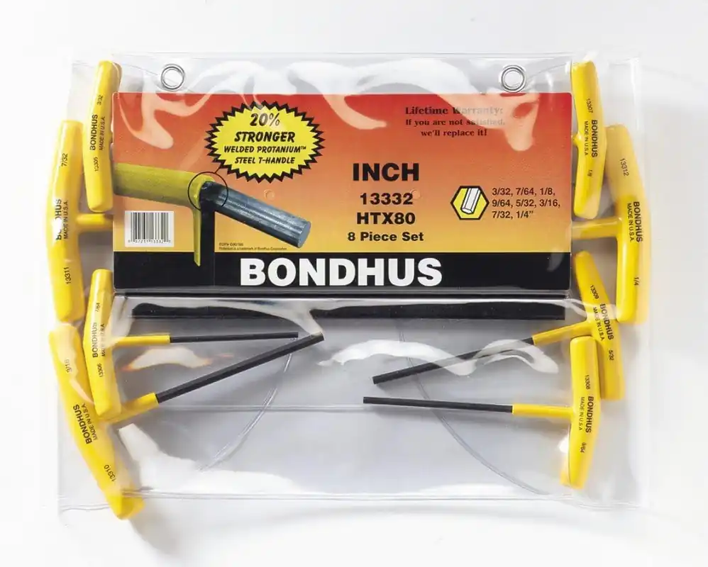 SK0444578-US20260702-105043-0 Bondhus 13332 Bondhus 3/32In - 1/4In 8Pc T-Handle Hex Bit Set - Image 1