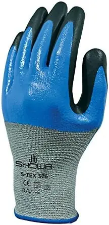 SHOWA S-TEX376L-08 SHOWA Glove Size 8 Large Gray S-TEX 376 13 Gauge Polyethylene, Nitrile And Foam Nitrile Double Dipped Cut Resistant Gloves With Knit Wrist And Neoprene And Nitrile Coating (Pack of 12 Pair)