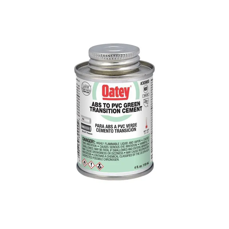 Oatey 30900 4 oz. Plastic Green Pipe Cement Medium Fast ABS to PVC Transition Cement