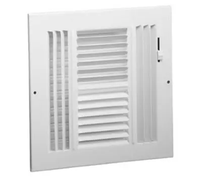 HART & COOLEY 6841010W 10 x 10 in. 4-Way Sidewall/Ceiling Register with Multi-Shutter Damper