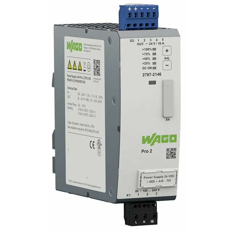 SK0450791-US20260702-105043-0 WAGO 2787-2146 Pro 2 Power Supply, 10 Amp, 24 VDC, 1 Phase - Image 1