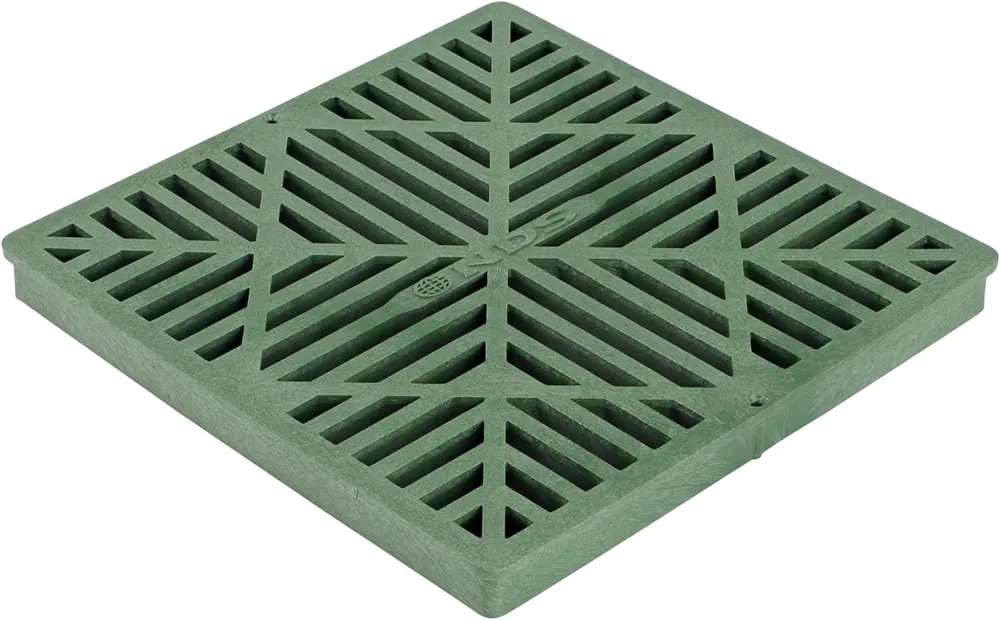 NDS 1212 Square Catch Basin Drain Grate, Green, Plastic, Manual, 12 Inch