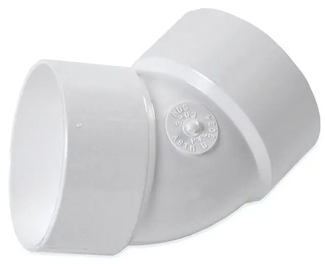 SK0451792-US20260702-105043-0 NDS 3P03 Hub x Hub White PVC Solvent Weld Sewer and Drain 45D Elbow - Image 1