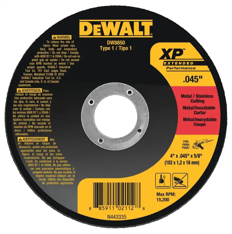 SK0452810-US20260702-105043-0 DeWalt DW8853 6 Inch x 0.045 Inch Z60T Cut Off Wheel (25 per Pack) - Image 1