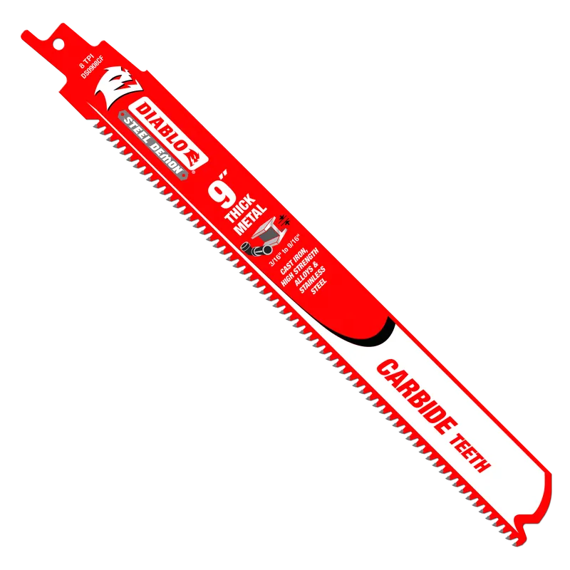 Diablo DS0908CF3 9 8 TPI Carbide Thick Metal Cutting Reciprocating Blade 3PK