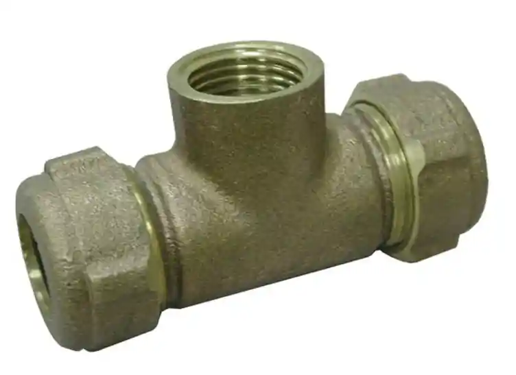 Jones Stephens C19075 1/2 IP 3/4 IP Branch Brass SJ Tee Leaded POTABLE WATER USE ONLY