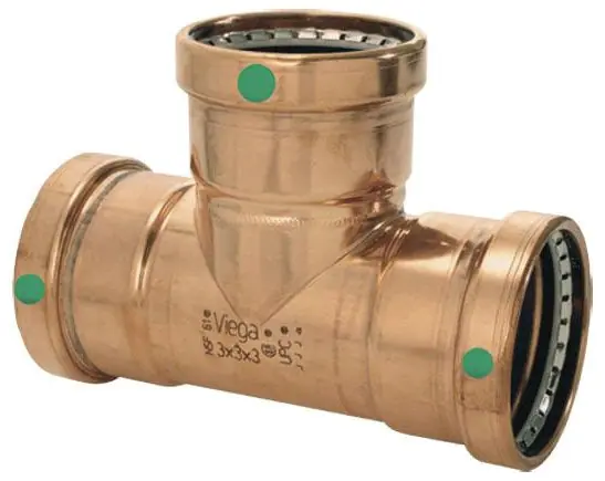 SK0458629-US20260702-105043-0 Viega 20759 Pipe Tee, 3 x 3 x 1/2 in Nominal, Press End Style, Copper - Image 1